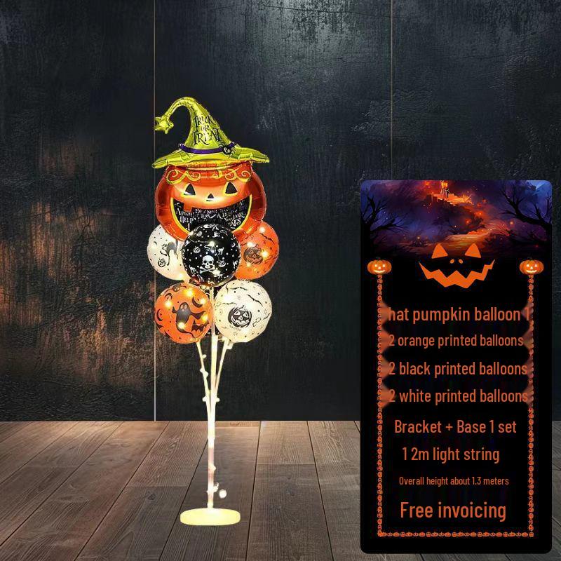 Halloween Pumpkin Skeleton Balloon Columns for Party and Event Decoration