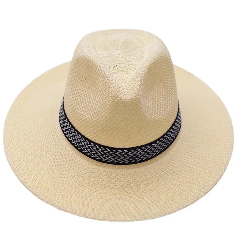 Farmer Straw Hat Summer Outdoor Men's Sunscreen Panama Breathable Hat Mens Fishing Cap Middle-aged and Elderly Sombrero
