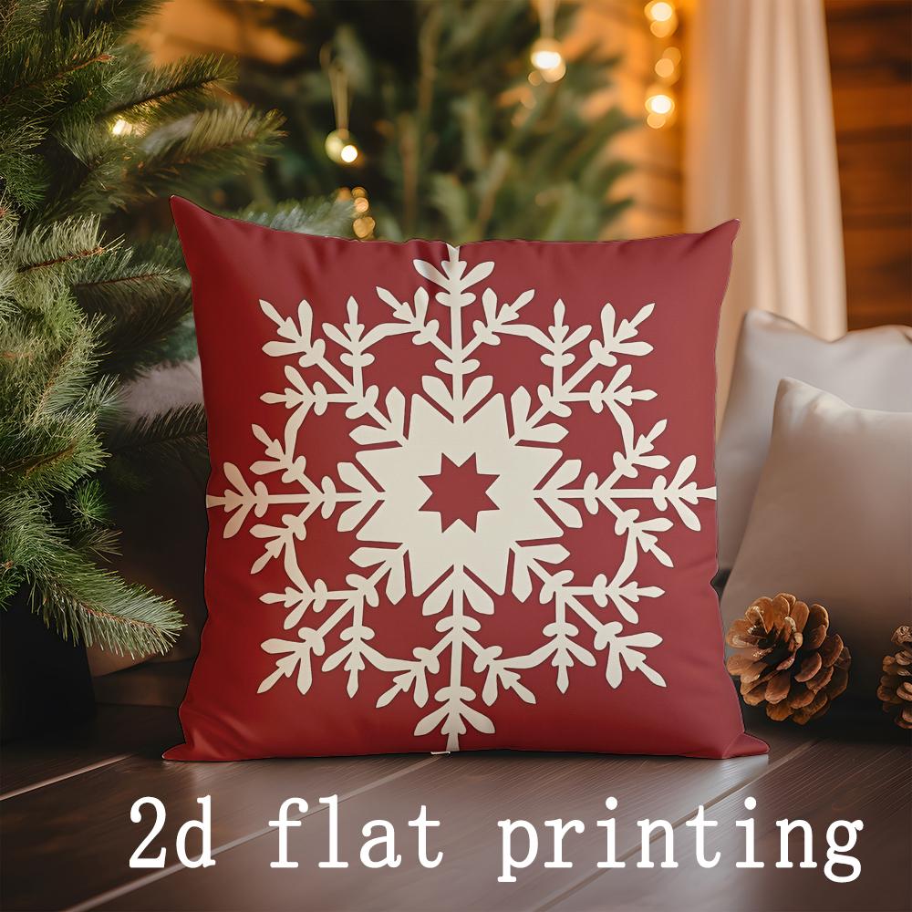 Weihnachtliches Schneeflocken- und Schachbrettmuster Kissenbezüge Dekoration Kissenbezug Geeignet für Sofa Schlafzimmer Auto Kissenbezug