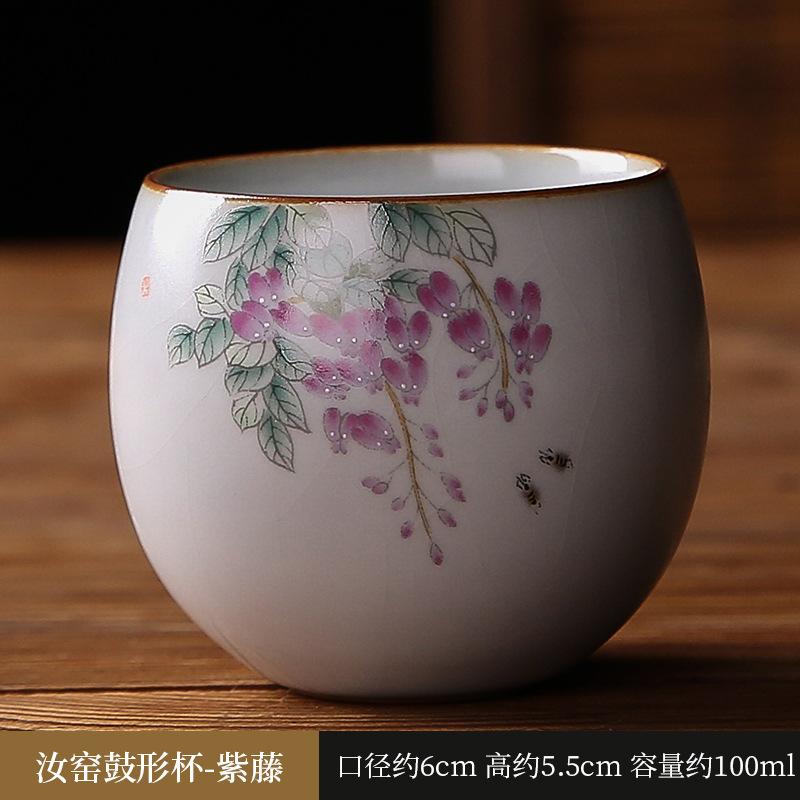 Personal Master Tea Cup Ru Kiln Crackle Glaze Essential Tool for Chinese Tea Ceremony Gongfu Tea Zen Home Use Handmade