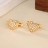 Vintage Luxury Zircon Heart Clip Earrings for Women Cooper Gold Color Crystal Earring 2026 New Fashion Wedding Zircon Gift
