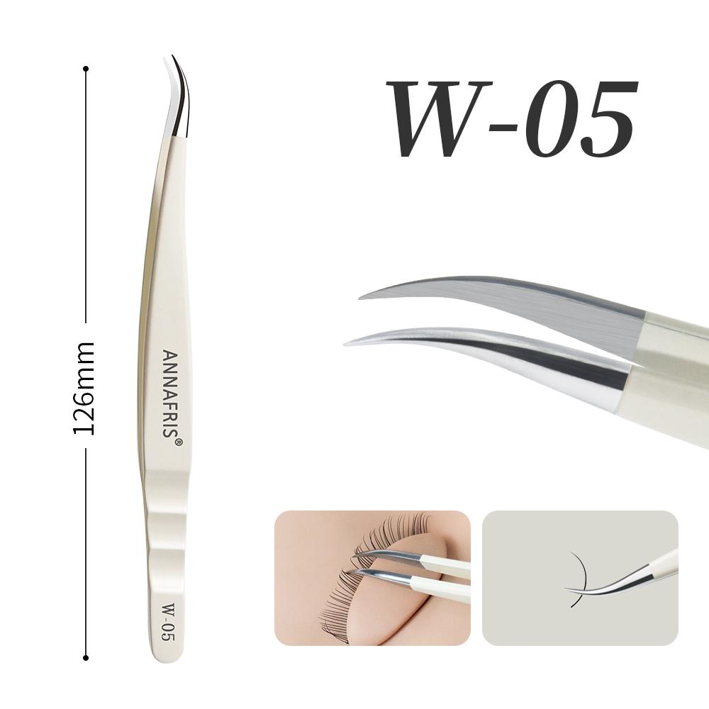 ANNAFRIS Stainless Steel High Precision False Eyelash Tweezers Straight Curved Pointed Tip Tweezers Lash Extension Makeup Tools