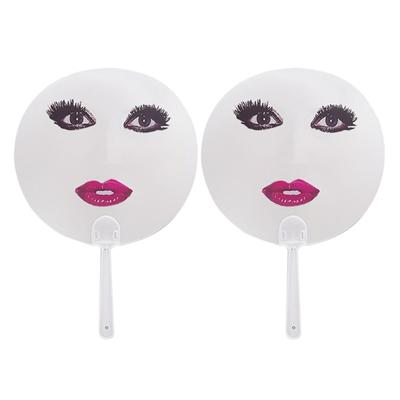 2Pcs Big Eye and Red Lip Handheld Fan Funny Round Decorative Fan Photo Props Decoration for Performances Enduring
