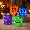 Tela Oxford Impermeable Cubos de Calabaza Halloween Bolsa de Dulces Brillante Luz LED Cubo para Dulces o Trucos Cubos de Almacenamiento Grandes para Bolsas Reutilizables