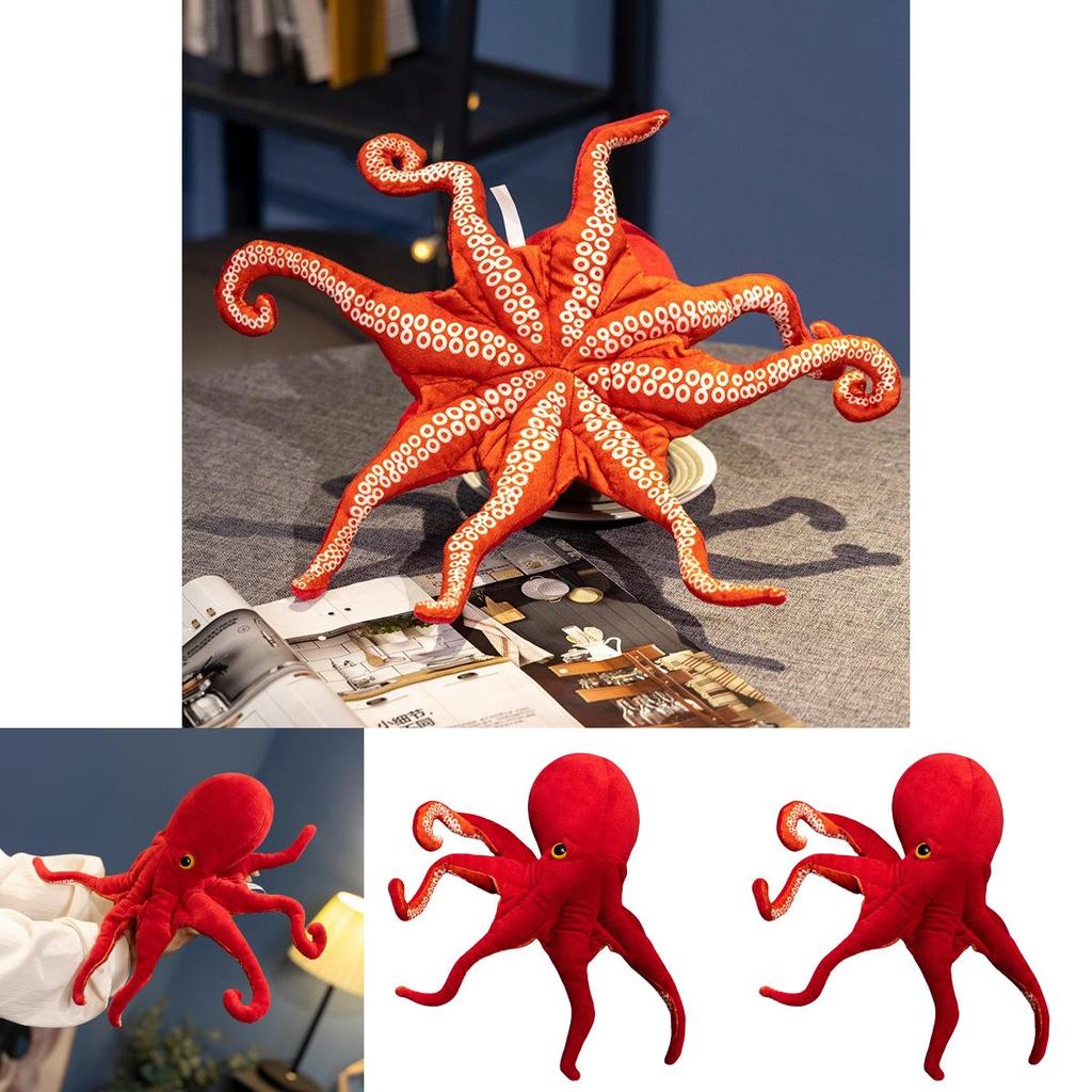Red Octopus Plush Toy With Pp Cotton Filling Soft Kids Sleep Pillow For Children