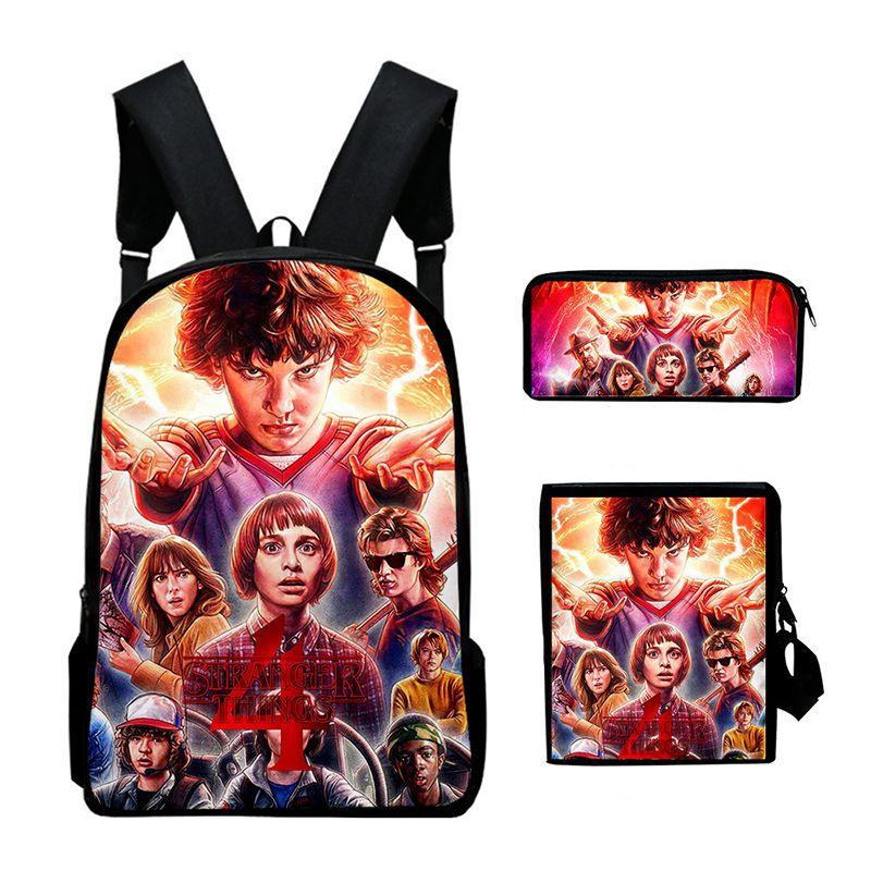 Stranger Things Waterproof Backpack Set 3pcs Crossbody Bag Pencil Bag Included