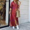 BITCED Women's Spring/Autumn Fashion: Sensual Single-Breasted Button-Down Shirt Dress Loose-Fitting Polo Neck Dress