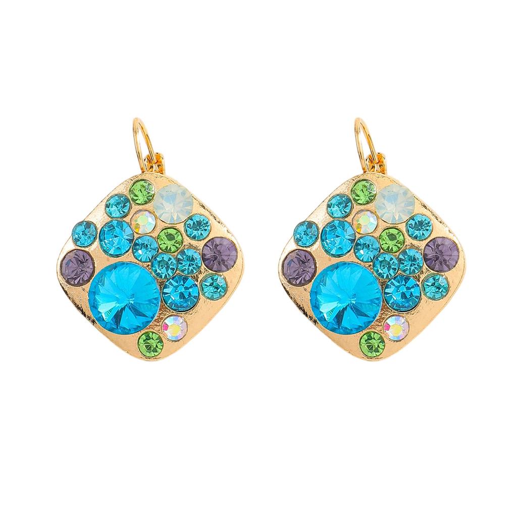 Diamond-set Starfish Earrings, Colorful Rhinestone Fashion Light Luxury Earrings, High-end Flower Simple Stud Earrings, Women