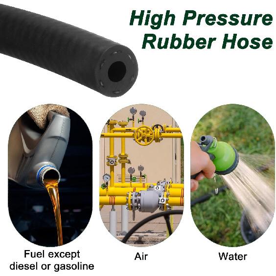 Fuel Line Hose, 4mm ID 10mm OD 4.9ft Length, NBR Rubber High Pressure Heat Resistant Gas Line Hose Oil Hose for Automotive Fuel Systems/Steam