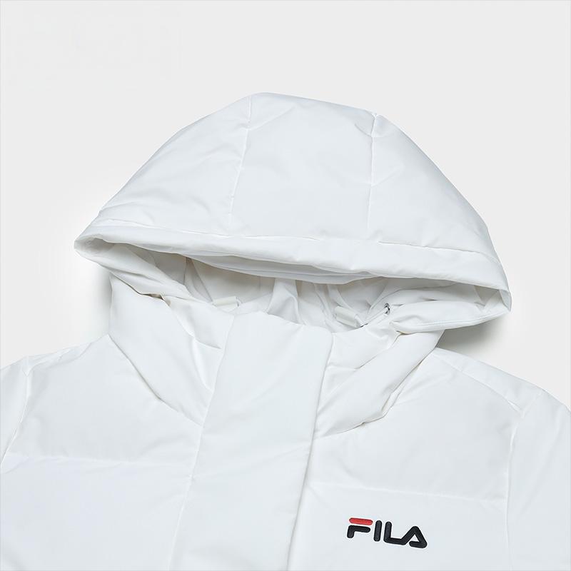 FILA FW23 Long Fashion Casual Loose Hooded Down Jacket Women outerwear Standard-White F11W349924F