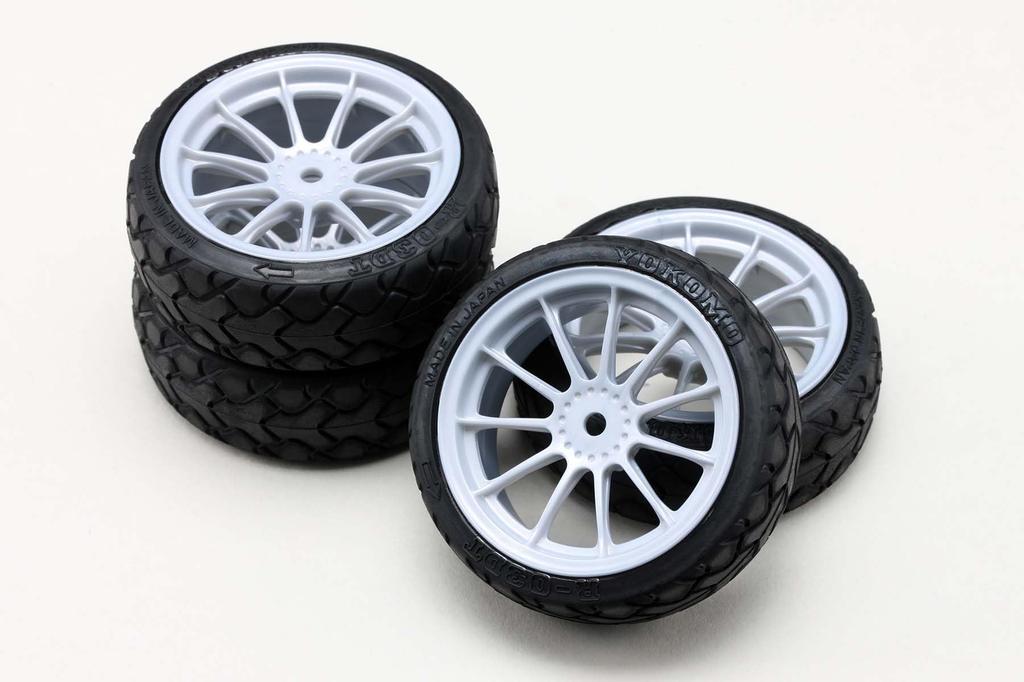 Yokomo Medium-Narrow Radial Tires Type Y (Set of 4) Pre-Mounted and Glued on 11-Spoke Wheels (Gray) ZR-144TPM2