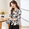 Women's Floral V-Neck Long-Sleeve Business Shirt