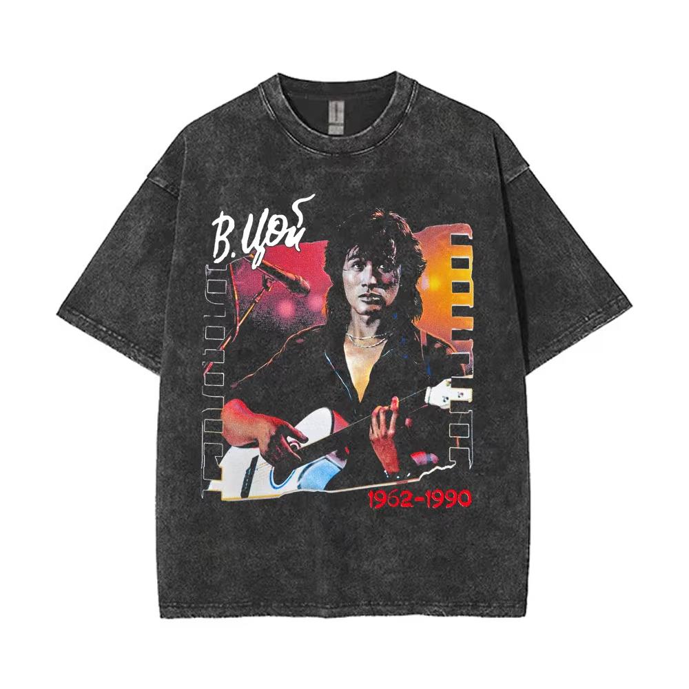 Prané Vintage Viktor Tsoi Hvězda jménem Slunce Grafická trička Pánská Dámská Ležérní Nadměrná Streetwear Klasický Ruský Rock