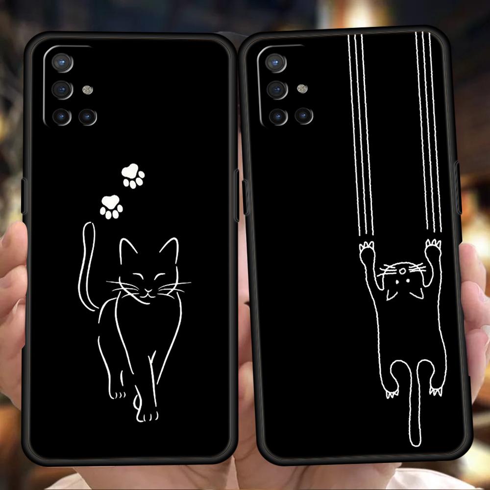 Phone Case For OnePlus 13 12 11 10 9 Pro 9T 13R 12R 10R 9R 9RT 10T 8T 8 Nord 2T CE 2 3 5G N200 N30 Cover Cat Line Black Cats