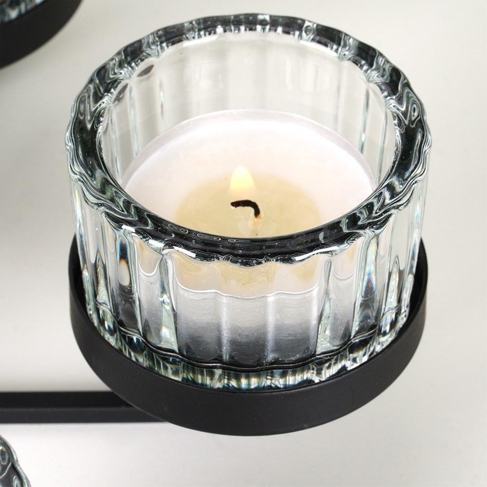 Black Metal Candle Holder Tealight Candle Stand Decorative Table