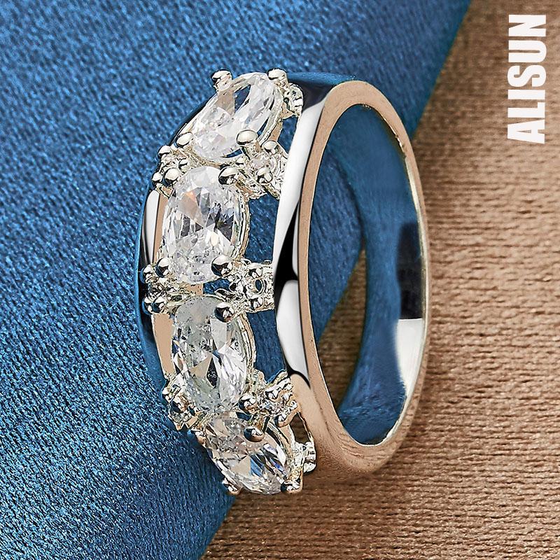 925 Sterling Silber Rund AAA Zirkon Ring Hochzeitsschmuck