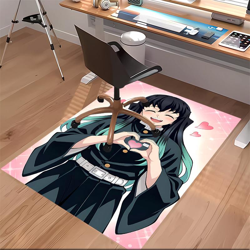 Nezuko Demon Slayer Muichiro Tokito Printed Absorbent Washable Carpet, Non-Slip Bathroom Mats, Kitchen Rugs, Yoga Mat,Living Room Entrance, Camping Pi