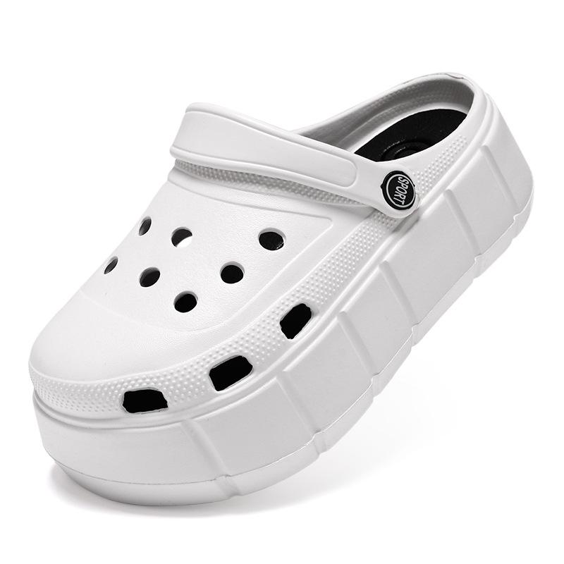 

Зеленые туфли с отверстиями на высоком каблуке женские модные летние нескользящие модные взрывные легкие прохладные тапочки от интернет-знаменитости 40/41 белый