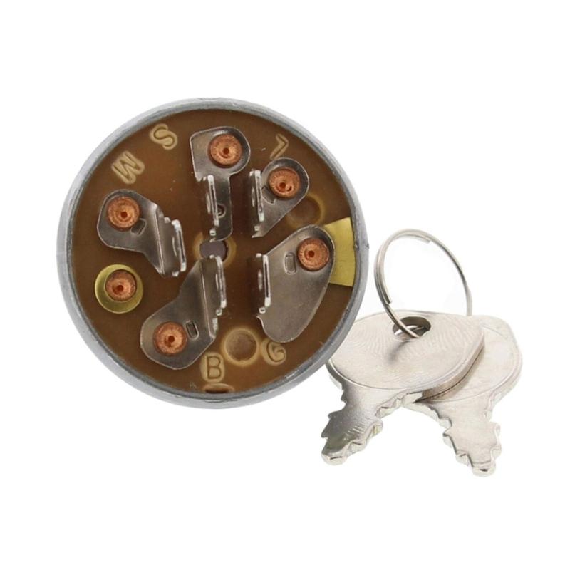 Ignition Starter Switch 5 Pin with 2 Keys for Tractor Lawn Mower Garden Tool AM31995 AM1023444 5323654-02 700172 741308