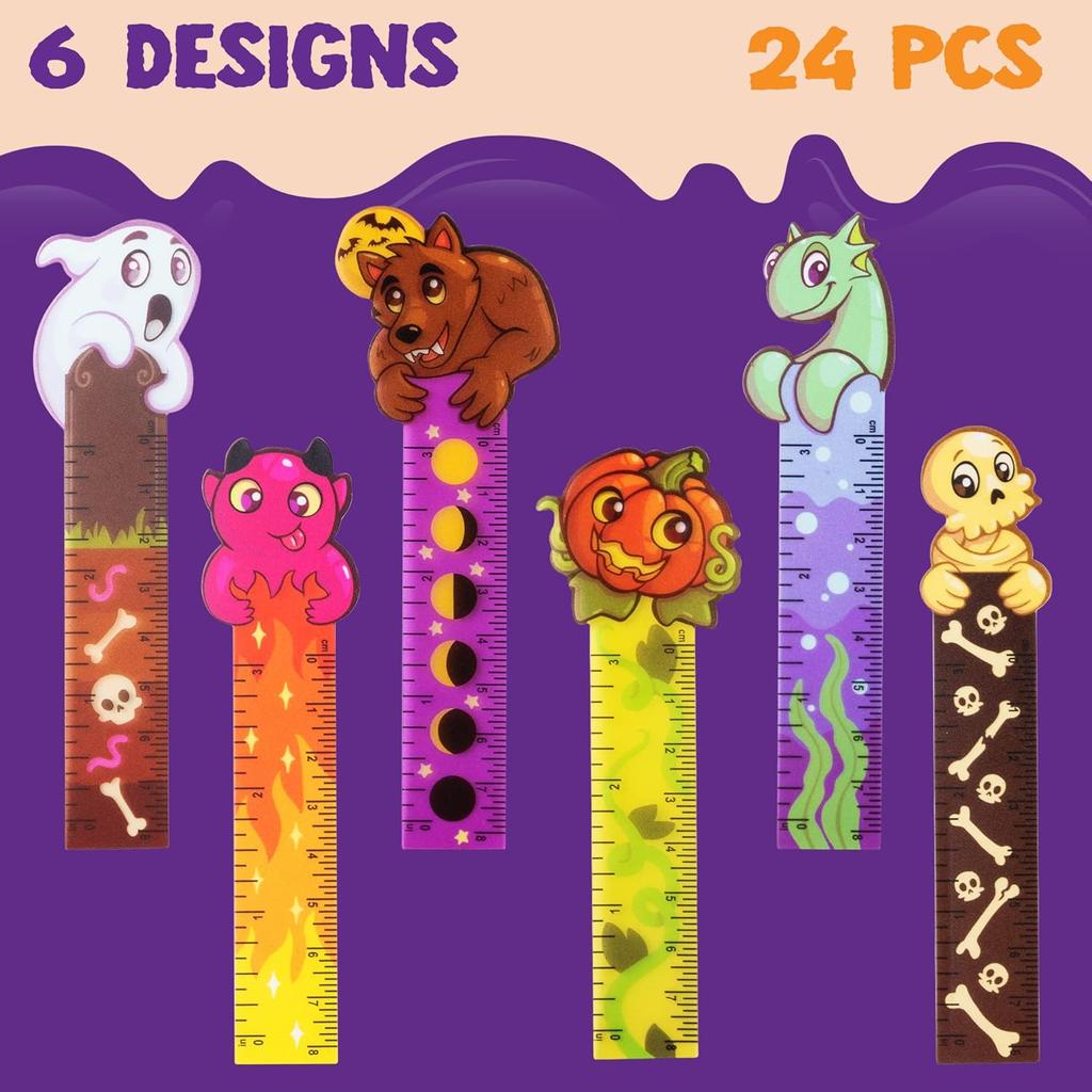 JOYIN 72 Pcs Halloween Assorted Stationery Set, 24 Packs Halloween Theme Pencils, Rulers and Notepads Party Favor Set for Kids Classroom Gift Prizes,