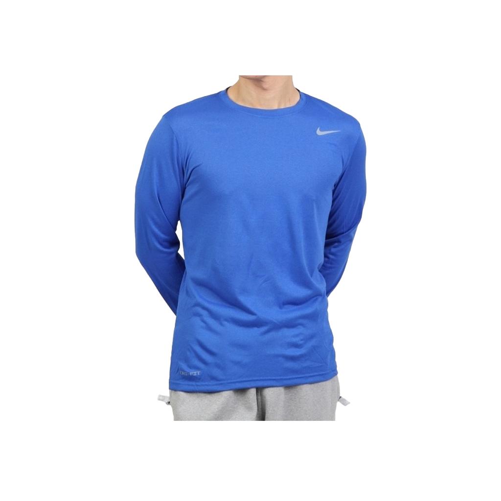 Nike Solid Color Crew Neck Logo Long Sleeve T-Shirt Men Tops Blue 727980-493