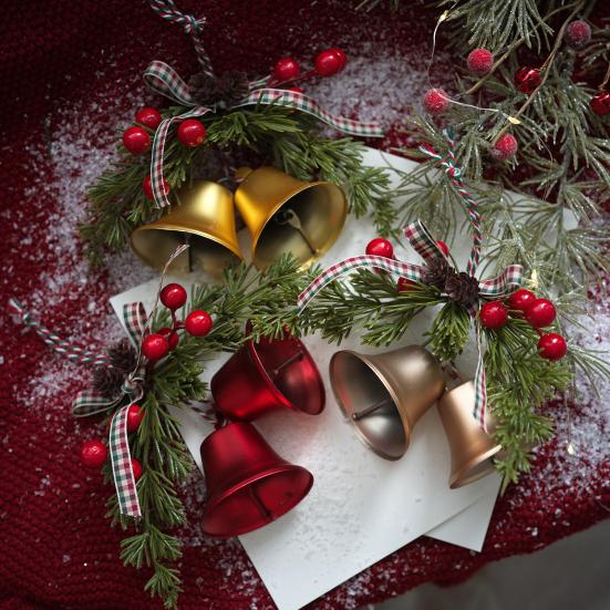 Yousheng Christmas Tree Bell Decoration Bowknot Berry Holiday Ornament DIY Indoor Outdoor Christmas Party Decor
