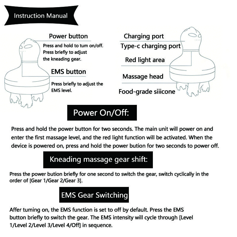 2026 New Electric Scalp Massager Hair Kneading Head Massage 4 Heads Deep Clean Stress Relax Body Massager Smart Tool