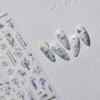Blue and White Porcelain Chinese 5D Butterfly Flowers Vase Swallow Window Gold Stamping Nail Art Stickers Manicure Decals