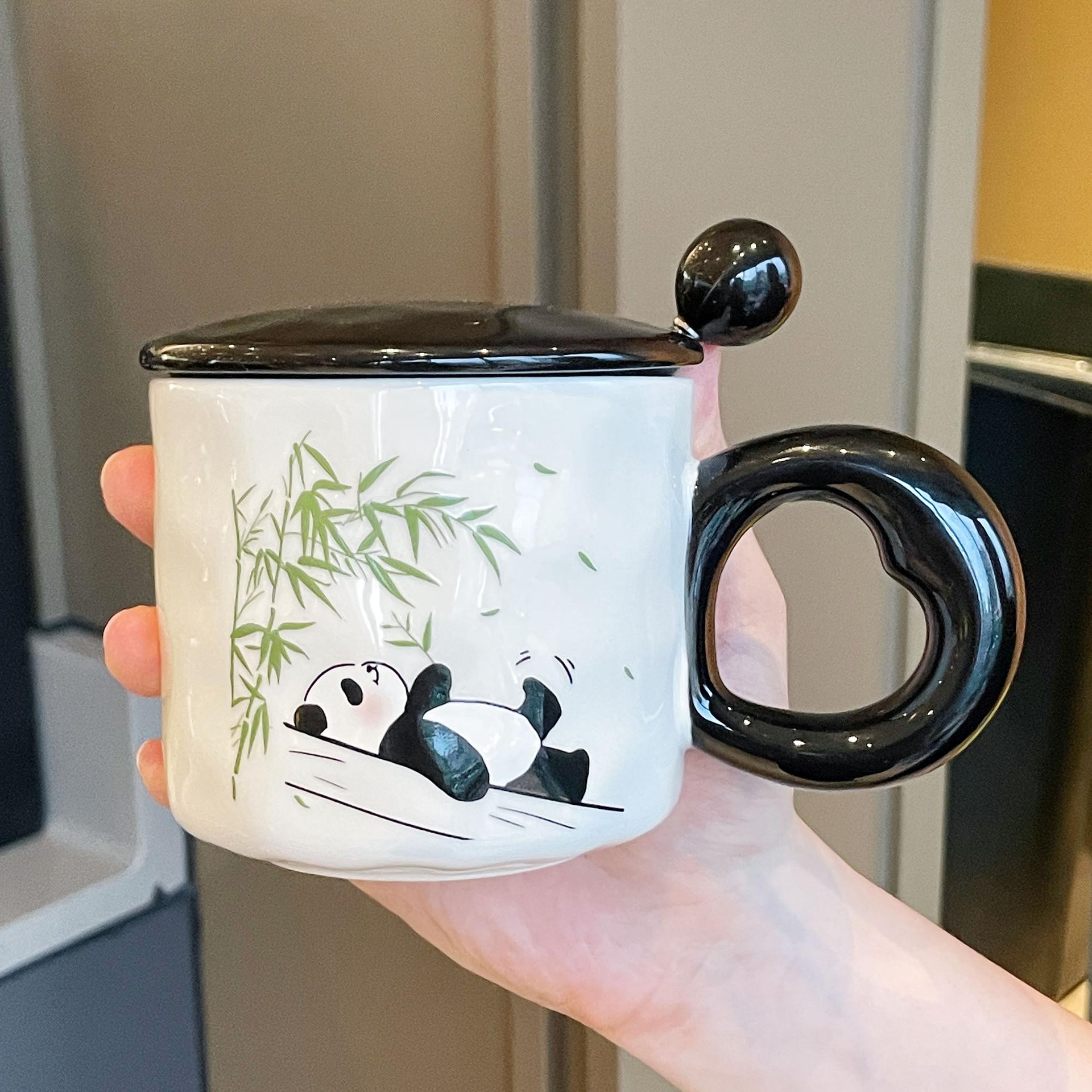 

Mug with Lid Spoon BrandNew Style Lady Panda Cup Souvenir Ceramic Water Cup Coffee Cup Strong Strong Strong Strong 301-400ml