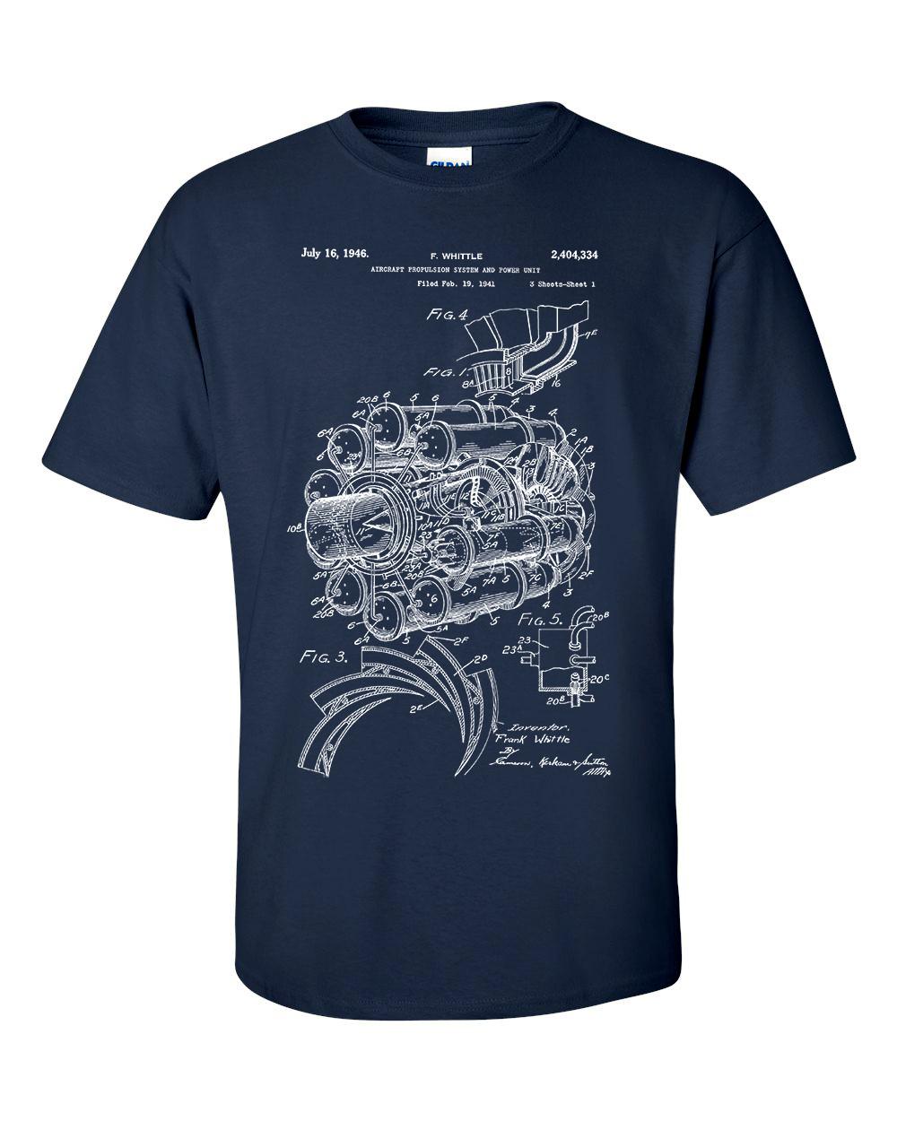 Jet Engine T-shirt  Aircraft Propulsion Patent Frank Whittle Invention Shirt S