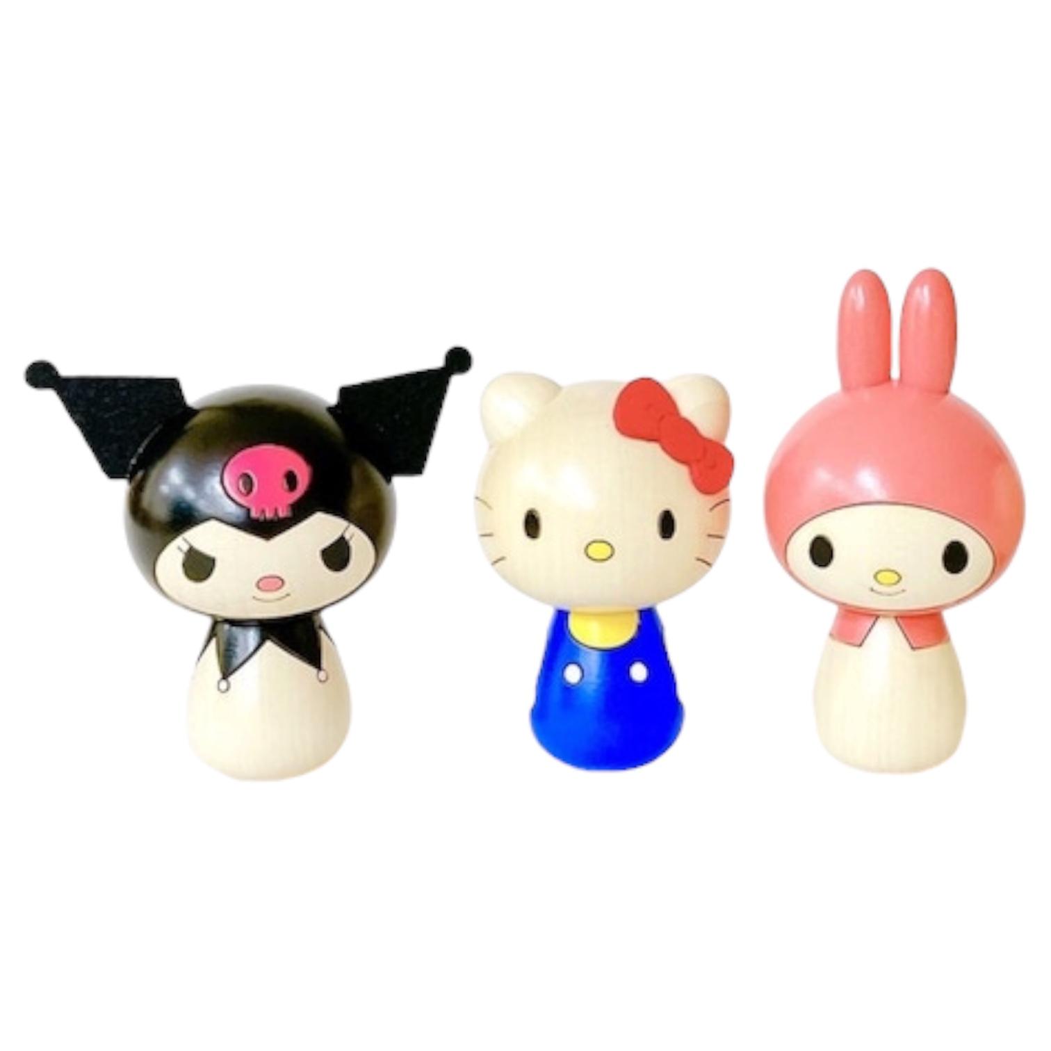 Sanrio Characters Usaburo Kokeshi Doll - Hello Kitty, My Melody, Kuromi - Japanese Traditional Wooden Craft Handmade in Japan Gift