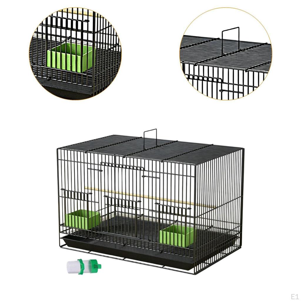 Bird Cage, Carrier with Perches, Portable Iron Cage for Parakeets, Canaries, Small Birds, Cockatoos