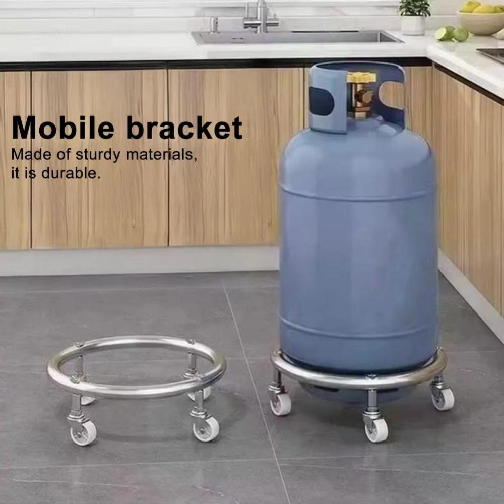Moveable Wheels Cylinder Gas Bottle Mobile Bracket Can Pallet Base Plate Gas Tank Bracket  Kitchen