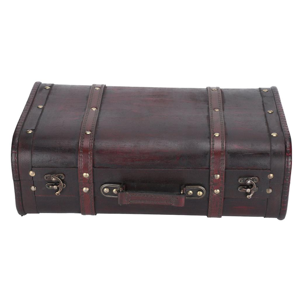 Portable Antique Suitcase Wooden Case Photography Props Craft Decoration Box Ornament