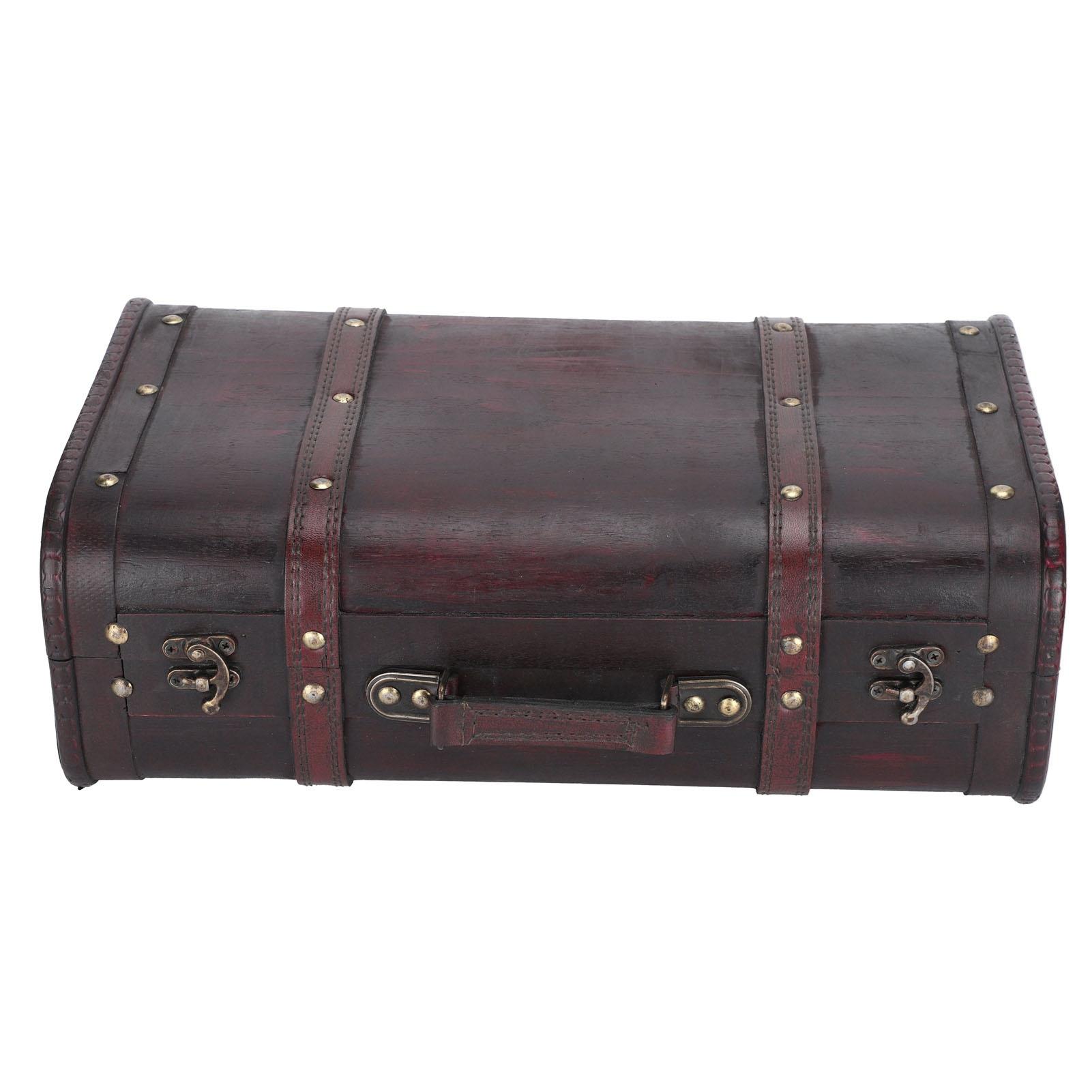 

Portable Antique Suitcase Wooden Case Photography Props Craft Decoration Box Ornament