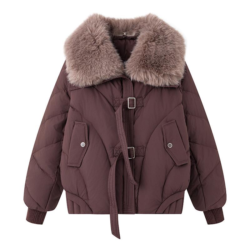 Large Fur Collar Cotton-padded Jacket for Women's Short Models, New Autumn and Winter Small Cotton-padded Jacket, Thickened Cotton-padded Jacket.