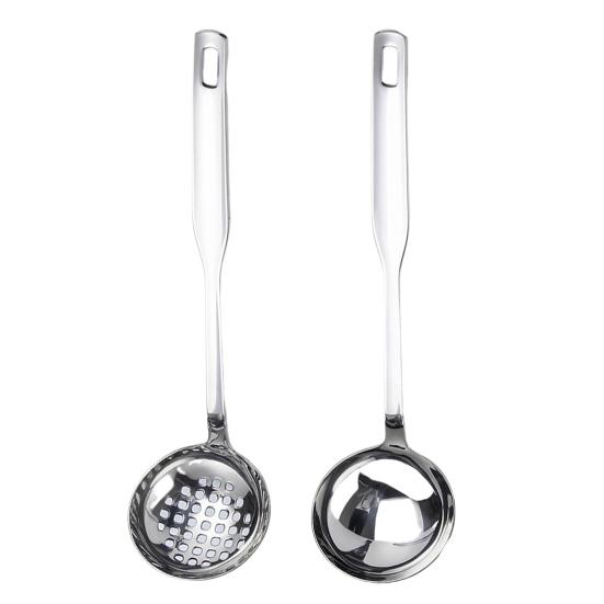 Stainless Steel Hotpot Soup Ladle Spoon Strainer Scoops Durable Slotted Spoon Rust-Proof Skimmer Spoon for Kitchen Cooking Utensil Banquets Picnics