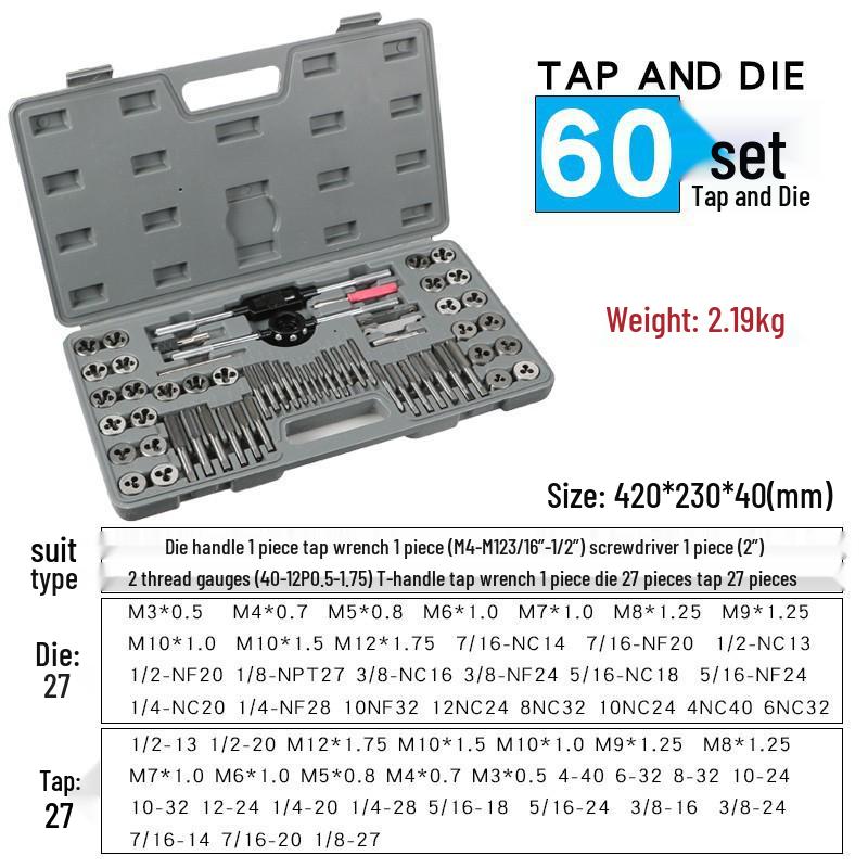Metric Tap and Die Set with Hand Wrench