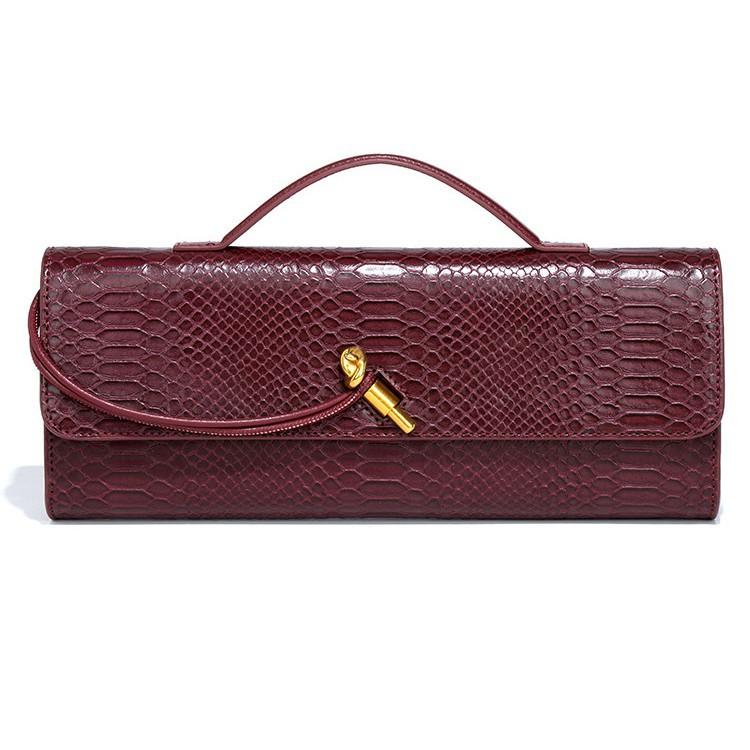 Premium Clutch Bag Horizontal Trendy Dinner Bag Crocodile Pattern Retro Shoulder Oblique Span Baguette Women'S Bag