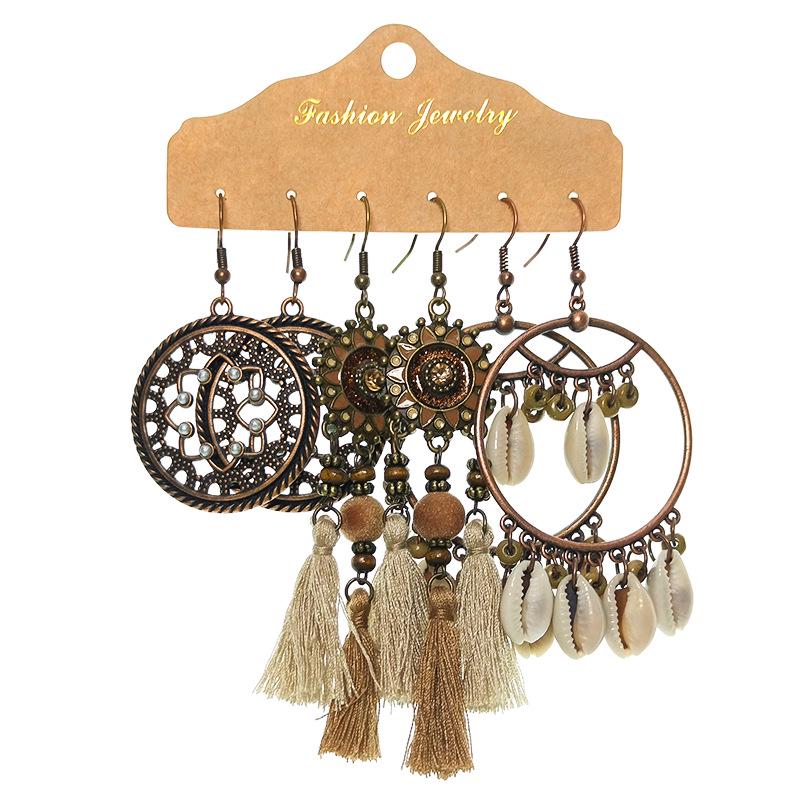 Trendy European & American Tassel & Water Drop Earrings Set