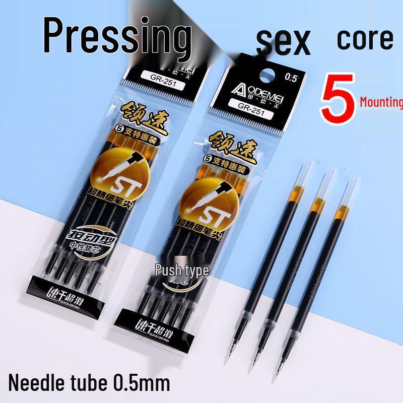 

5-Piece Click-Action Pen Refills: Black & Red, 0.5mm Bullet Tip, Transparent Needle Tube - Perfect for Students & Office Use 1 Bag of 5 Click-action Refills