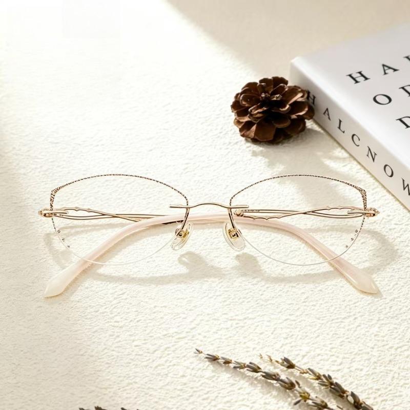 New Frameless Anti-Blue Light Presbyopia Glasses for Women Ultra-Lightweight Small-Frame Reading Eyewear Diopter 0 To +4.0