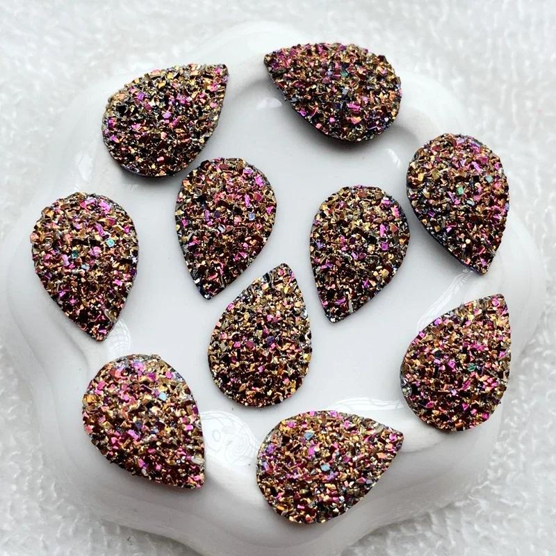 20pcs 11.5*17mm Natural ore Style Flat back Resin Rhinestones Cabochons For Bracelet Earrings accessories -HA77