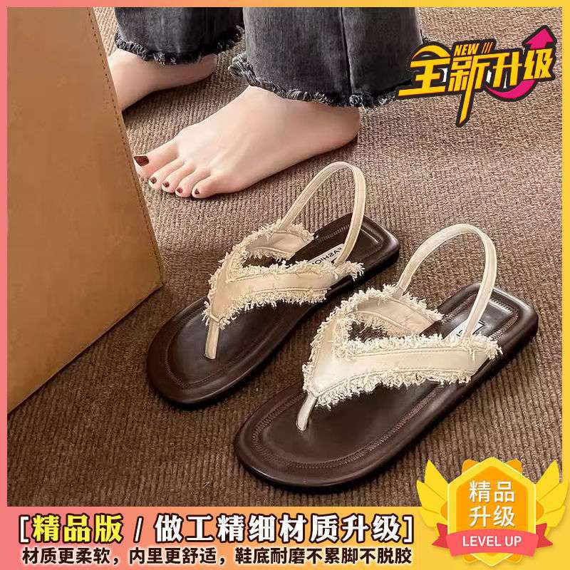 Roman sandals women's summer 2025 new fashion versatile retro foreign flat bottom seaside toe beach shoes tide