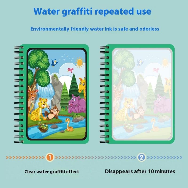 1 Libro+1 Penna Libro da Colorare Riutilizzabile Libro da Dipingere con l'Acqua Sensoriale Educazione Precoce Puzzle Giocattoli da Disegno