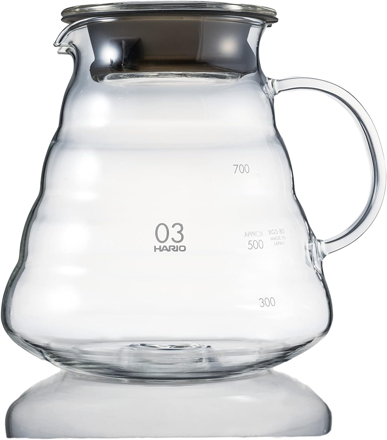 HARIO V60 Glass Server 800 Clear, 800ml, holds 2-6 cups, microwave safe [XGSR-80-TB]