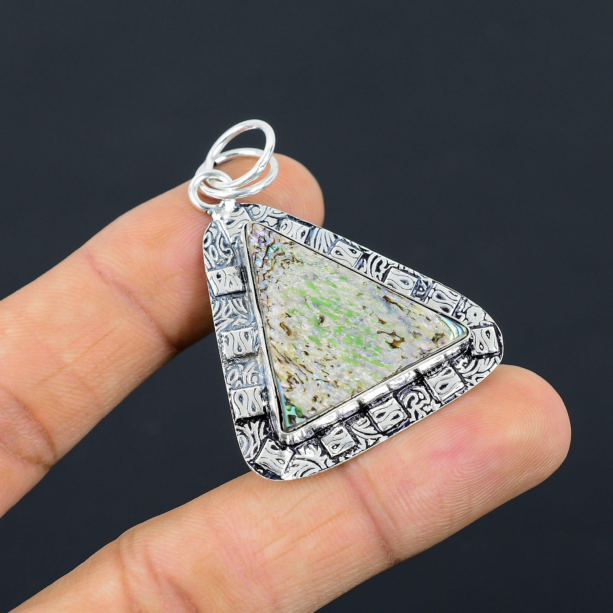 

Halloween Deal Natural Abalone Shell 925 Sterling Silver Wedding Pendant Jewelry