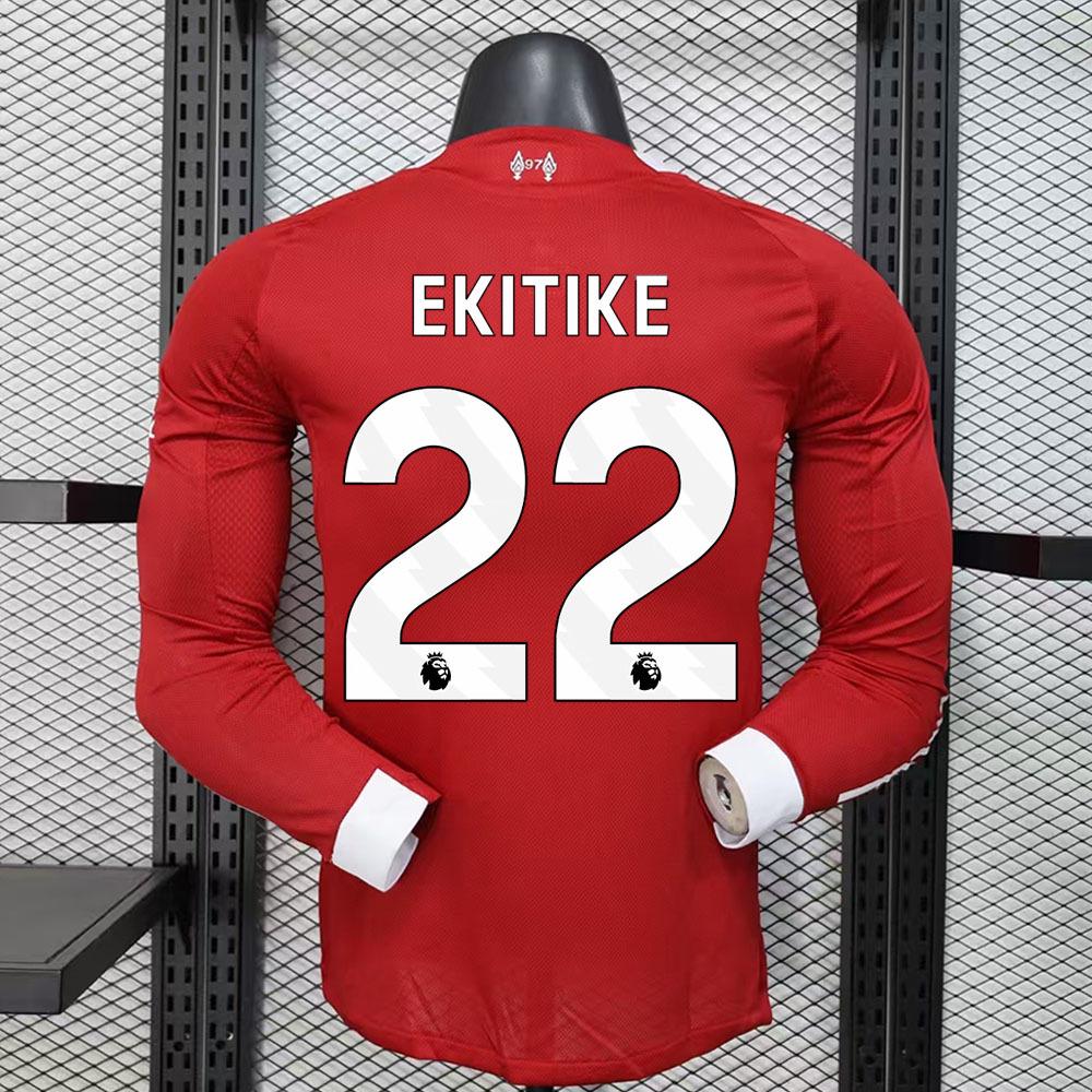 

Liverpool Premier League 25/26 Home Long Sleeve Jersey with Wirtz and Salah Print. 3XL