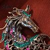Vintage Horse Brooch Retro Rhinestone Pin Women Men Zinc Alloy