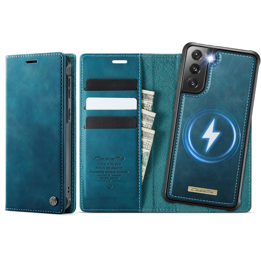 For Samsung Galaxy S21 FE 5G Case CASEME C49 Compatible with MagSafe RFID Blocking Detachable Wallet Leather Phone Cover